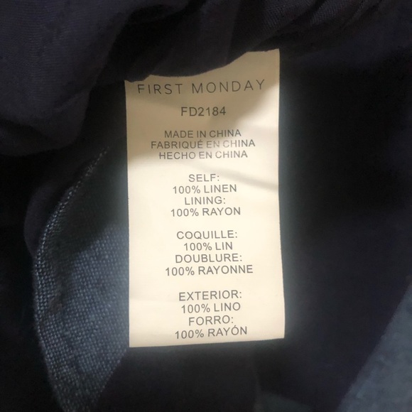 Navy Denim Blue Striped Ruffle Linen Shift Dress - Picture 8 of 8